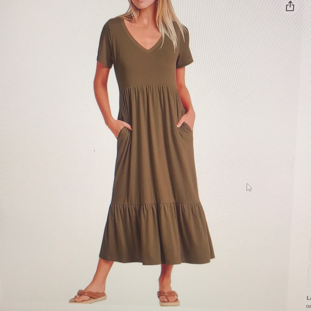 Brown V-Neck Maxi Dress #184